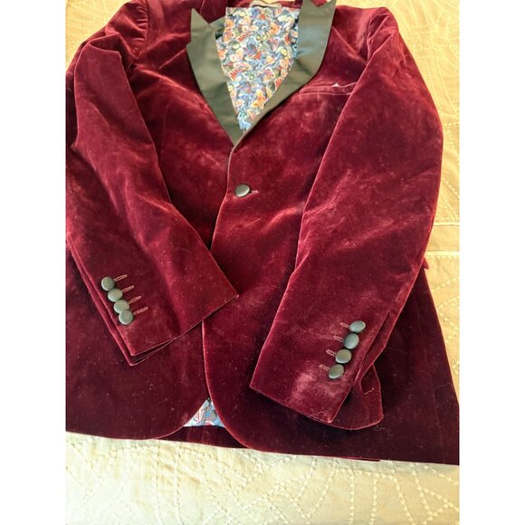 Paisley & Gray Burgundy Velvet Blazer Slim Fit 36R Retro Punk Goth Read - Picture 7 of 15